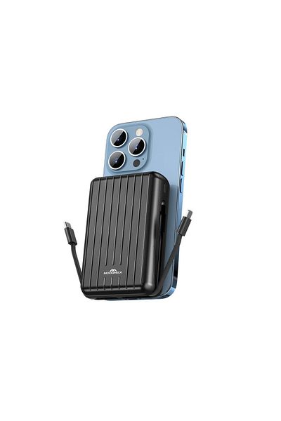 MOOGMAX Moog Max 10000mAh PD Wireless Power Bank – Fast Charging + Reverse Charging + Built-in Cables – Black