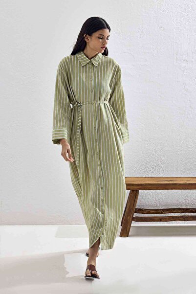 Hooopstore Robi Striped Çağla Modal Dress
