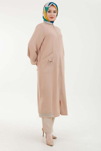 Armine Women's Elastic Sleeves Pocket Zippered Clothing 24Yt546