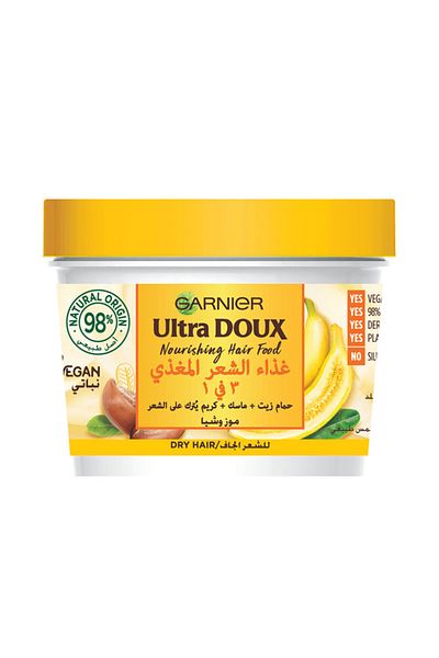 Garnier غارنييه الترا دو غذاء الشعر المغذي 3 في 1 بالموز - 390مل