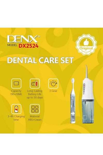 Denx مجموعة العناية بالأسنان تتكون من خيط مائي لتنظيف ما بين الأسنان وفرشاة أسنان ذكية