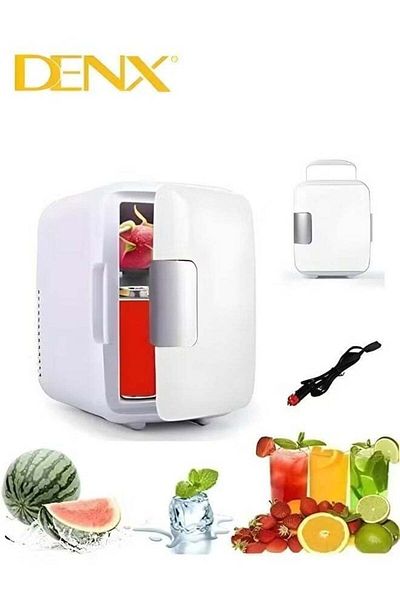 Denx Mini refrigerator suitable for home and car to store hot and cold foods and drinks, 4 liter capacity