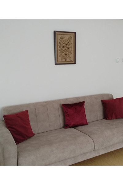 SANAT AHENK SESSİZ ÇİÇEKLER - 37X47 AHŞAP ÜZERİNE YAKMA TABLO
