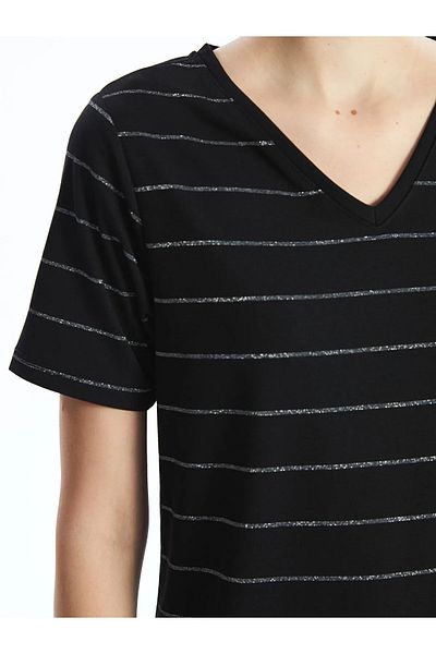 LC Waikiki Tricou cu dungi pentru damă cu decolteu în V