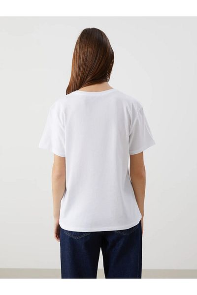 LC Waikiki Γυναικείο μπλουζάκι με στάμπα Crew Neck