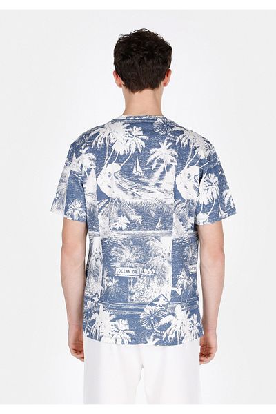 Colin's Tricou albastru cu mânecă scurtă pentru bărbați, cu decolteu rotund, cu potrivire confortabilă