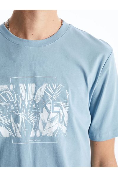 LC Waikiki Tricou pentru bărbați din bumbac pieptănat cu mânecă scurtă cu decolteu
