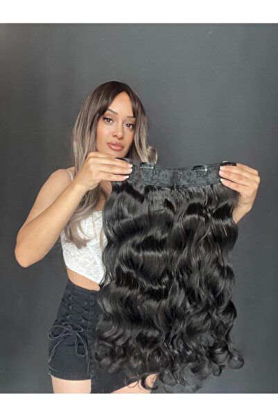 Suzan Peruk Siyah Dalgalı Geniş yarımay çıtçıt.Ekstra gür ve dolgun