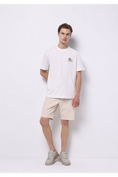 Colin's Regular Fit Mid Waist Plain Men's Beige Jean Shorts