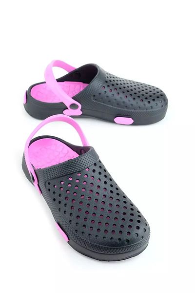 CRACOS Women's Garden Clogs Made of Eva Material, Black/Pink, Size 36, Very Light, 24 Centimeters