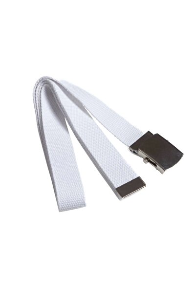İZMİR ASKERİ MALZEME White Colored Metal White Buckle Woven Children's Belt P...