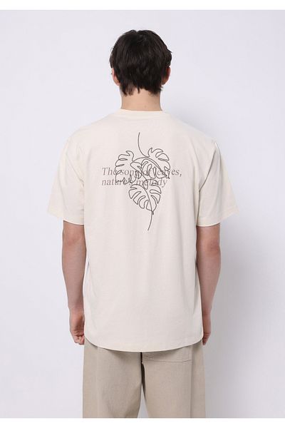 Colin's Comfort Fit Round Neck Plain Men's Beige Short Sleeve T-Shirt