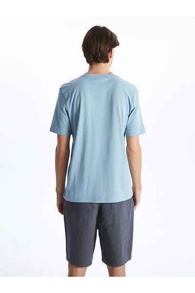 LC Waikiki Tricou pentru bărbați din bumbac pieptănat cu mânecă scurtă cu decolteu