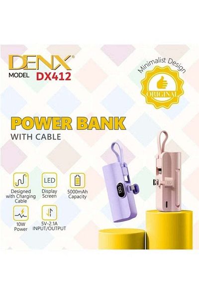 Denx بنك طاقة صغير مع منافذ متعددة وشحن سريع DX412
