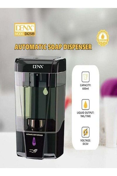 Denx موزع صابون سائل ذكي مثبت على الحائط مزود بمستشعر USB وقابل لإعادة الشحن ومقاوم للماء ورغوي تلقائي
