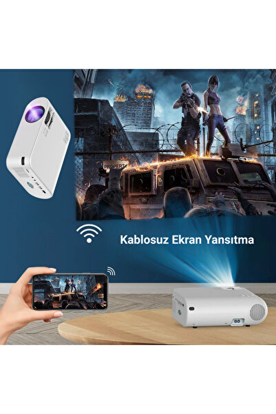 MultiZone P62 Full HD Destekli Mini Telefon Projeksiyon Cihazı WiFi iOS Android Uyumlu