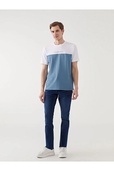 LC Waikiki Ανδρικό T-shirt με λαιμόκοψη με κοντό μανίκι Color Block