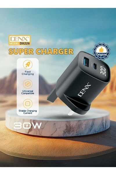 Denx شاحن حائطي 30 وات بمنفذين USB-C وPD