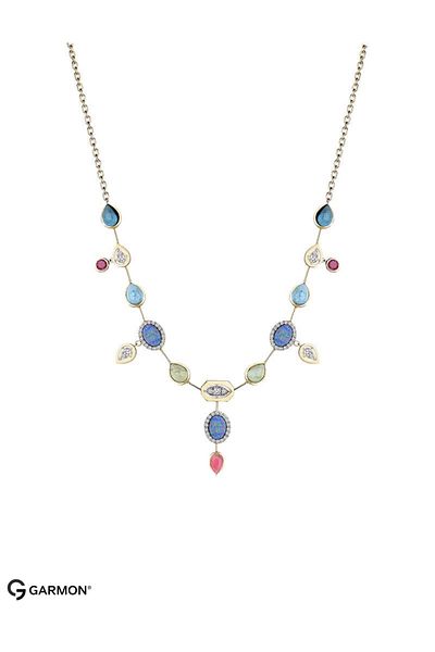 Garmon Mg-02 316L Guaranteed Zircon Steel Necklace, Full Zircon Stone Y Necklace