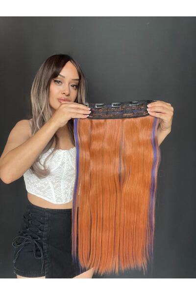 Suzan Peruk Bakır yarımay aralarında mavi ışıltılı