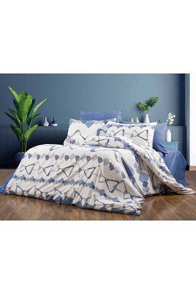 sehra Set lenjerie de pat dublu din bumbac moale, durabil, de lux + cearșaf cu elastic + 2 fețe de pernă