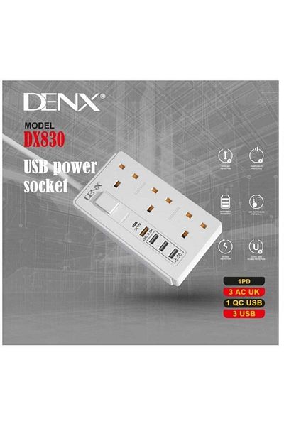 Denx - وصلة كهربائية بطول مترين، 3250 واط، مخرج PD سريع، M/DX830، العلامة التجارية