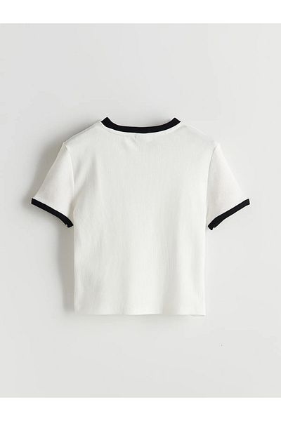 LC Waikiki Crew Neck Bow Printed Stoned Girl's T-Shirt