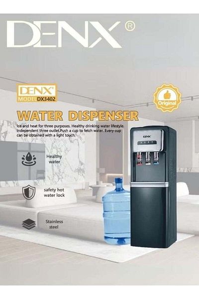 Denx موزع مياه ساخن وبارد وعادي - مصنوع من الفولاذ المقاوم للصدأ، صحي، مع قفل أمان، 600 واط