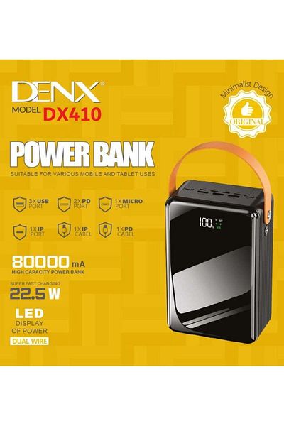 Denx DX410 - بنك طاقة 80000 مللي أمبير/ساعة 22.5 واط QC3.0 + PD