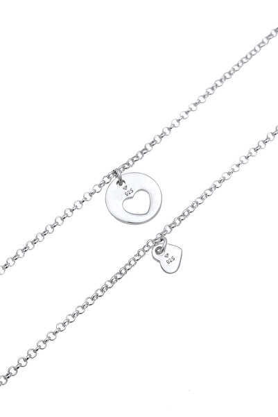 ELLI Dámský náramek pro matku a dceru se srdíčkem a destičkami ze sterlingového stříbra 925