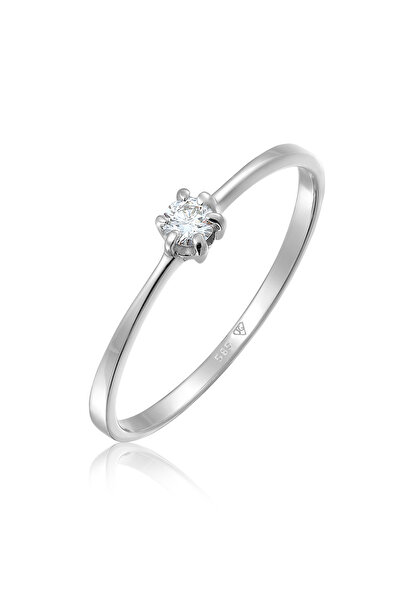 ELLI Ring Damen Verlobung mit Diamant (0,10 ct.) in 585 Weißgold