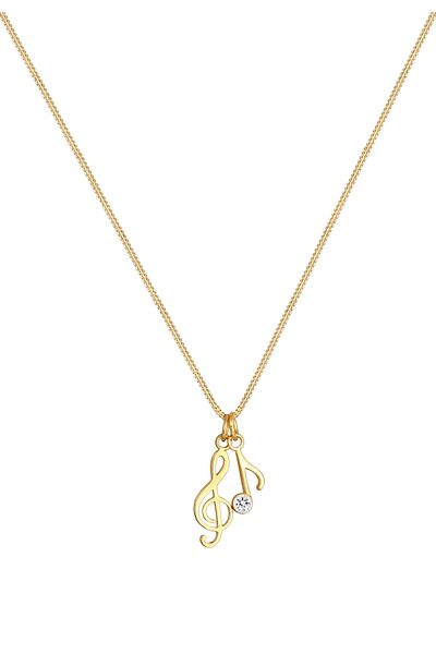 ELLI Necklace Woman Clef Pendant Music Symbol Filigree With Crystals In 925 Sterling Silver