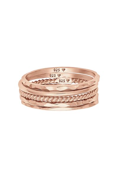 ELLI Set aus Ringen und Bändern für Damen – Minimal Trend, 925er Sterlingsilber