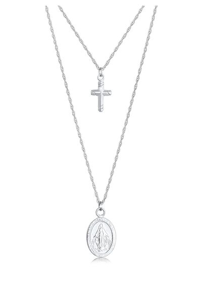 ELLI Colier Cruce Femei Poza Fecioarei Maria Pandantiv Religios În Argint Sterling 925