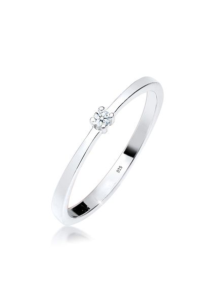 ELLI Ring Damen Verlobung Klassisch Diamant (0,03 CT) In 925 Sterling Silber