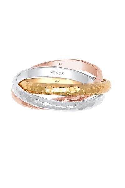 ELLI Ring Damen Wickelring Basic Classic gehämmert Trend aus 925 Sterling Silber