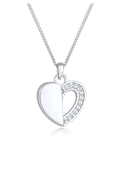 ELLI Halskette Damen Herz-Anhänger Infinity Love mit Diamant (0,06 ct.) in 925 Sterling Silber
