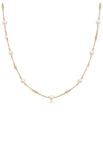 ELLI Dámský náhrdelník s kuličkami filigrán s kultivovanými sladkovodními perlami ze sterlingového stříbra 925, pozlacený