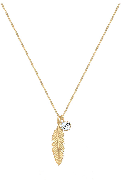 ELLI Damenhalskette – Federfarbe, Boho-Kristall, 925er Sterlingsilber