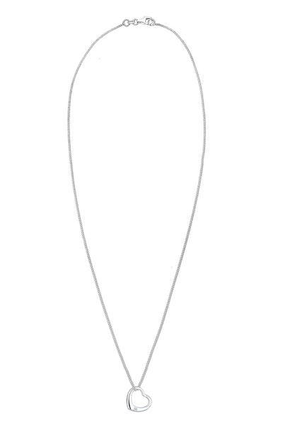 ELLI Dámský náhrdelník s přívěskem ve tvaru srdce s diamantem (0,03 ct) ze sterlingového stříbra 925