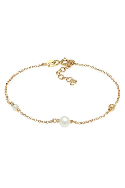 ELLI Bracelet Ladies Elegant Adjustable With Freshwater Cultured Pearls In 925 Sterling Silver Gold Plate