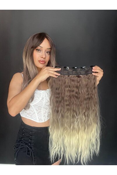 Suzan Peruk Afro dalgalı ombreli yarımay çıtçıt saç