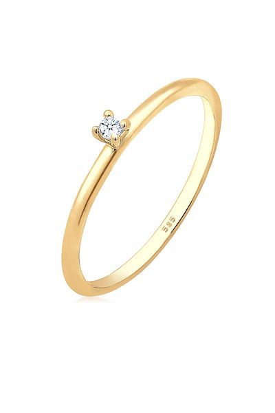 ELLI Ring Verlobung Solitär Diamant 585 Gelbgold