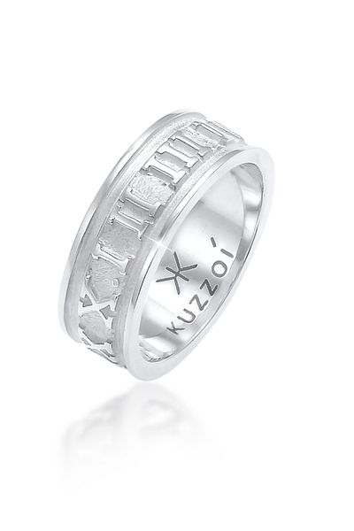 KUZZOI Ring Herren Bandring Römische Zahlen Trend Robust Massiv Aus 925 Sterling Silber