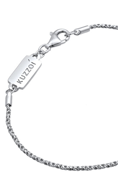 KUZZOI Pánský náramek, šňůrkový náhrdelník, kroucený, jednoduchý, elegantní, oxidovaný, stříbro 925