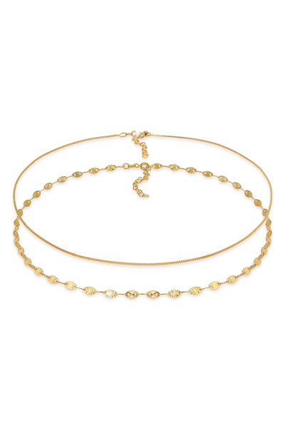 ELLI Halskette Damen Choker Set Venezianerkette Plättchen Basic verstellbar i...