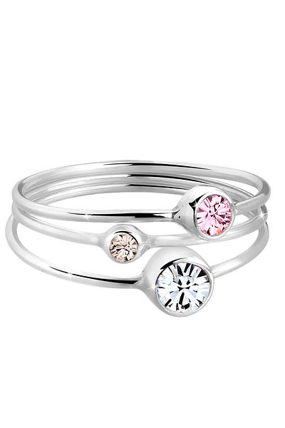 ELLI Ring Damen Stapelring Set Modern mit Kristallen in 925 Sterling Silber