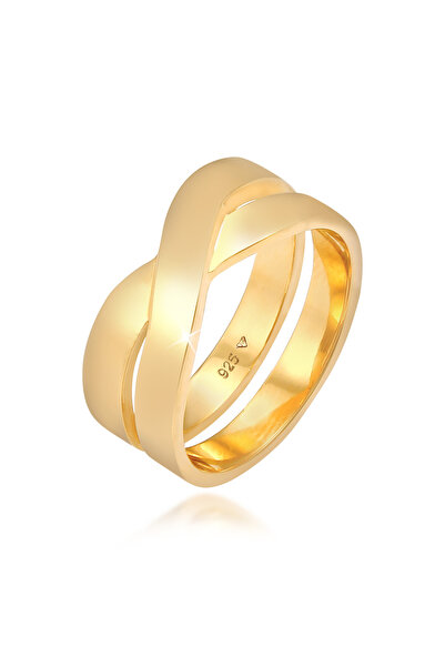 KUZZOI Ring Herren Bandring Gekreuzt Robust Massiv in 925 Sterling Silber