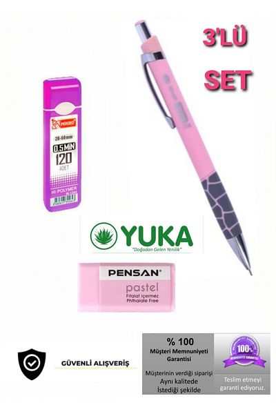 Yuka Versatil Pencil Set 0.7 mm Pink Tip Pencil + Eraser + 120 Pcs Tip