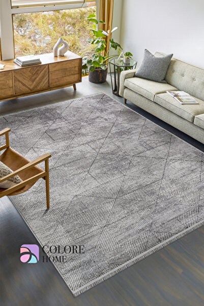 Colore Home Antrasit Akrilik Dokuma Uzun Ömürlü Halı Antrasit Yolluk Koyu Renk Halı